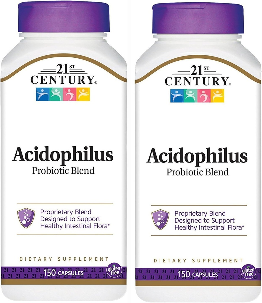 21. Century Acidophilus Probiotiske blend kapsler, 150- greve (pakke med 2)