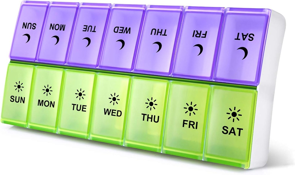 DANIERENDE Stor Pill Organizer 2 gange om dagen, Ugentlig Pill Box 2 per dag, AM PM Pill Case, Pill Container 7 dag, Vitamin Case To gange om dagen