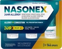 Nasonex 24HR Allergi Nasal Spray, Non- Drowsy, Scent- Free Mist, Allergi Symptomer + Nasal Congestion, Fuld reception Styrke, 120 sprays (3 Pack)