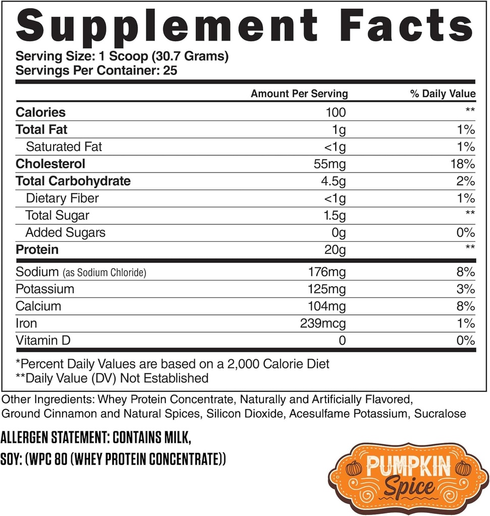 Steel Kosttilskud Whey- Pro Buddy 100% Pure Whey Protein Powder for mænd og kvinder Buddy 124; Pumpkin Spice Buddy 124; Muscle Gain & Lean Muscle Recovery