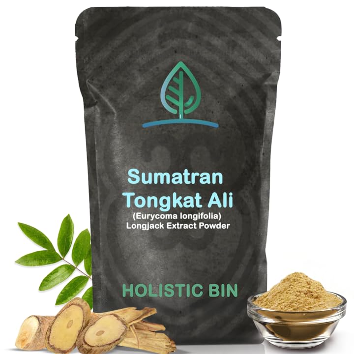 Holistisk Bin Tongkat Ali Extract Powder - Premium Longjack Høstet fra Sumatran Skove - Herbal - Ingen Fillers eller Preservatives - 50 Bedste