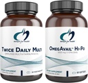 Designs for Health Fish Oil + Multivitamin Bundle - OmegAvail Hi- Po (60 Softgel) EPA DHA TG Omega-3 med to daglige Multi (60 kapsler) Premium Multivitamin / Mineral med aktive B-vitaminer