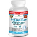 Magnesium Glycinat 400 mg - 200 tabletter - Høj Absorption, Ikke bukket Bisglycinat Mag supplement til søvn, ben kramper, hjerte, Ease Muscles, rolig hovedpine for kvinder og mænd, Ikke pulverkapsler