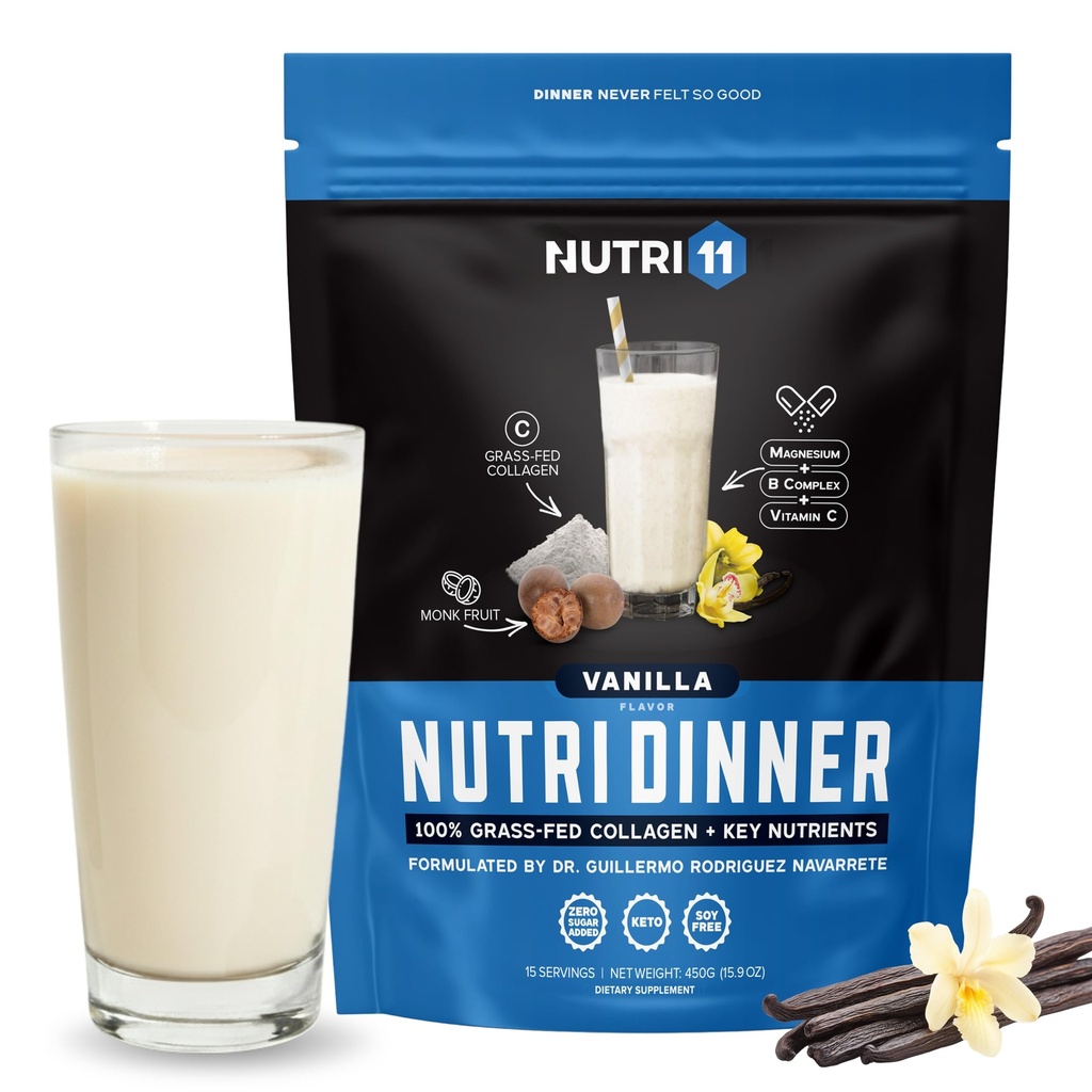 Næringsstof Middag af Nutrillermo Mest124; Grass- Fed Collagen Protein Powder Mest124; Kollagen med Magnesium B- Vitamin Mest124; Kollagen Supplement for søvn og inddrivelse (14,9, Vanilla)