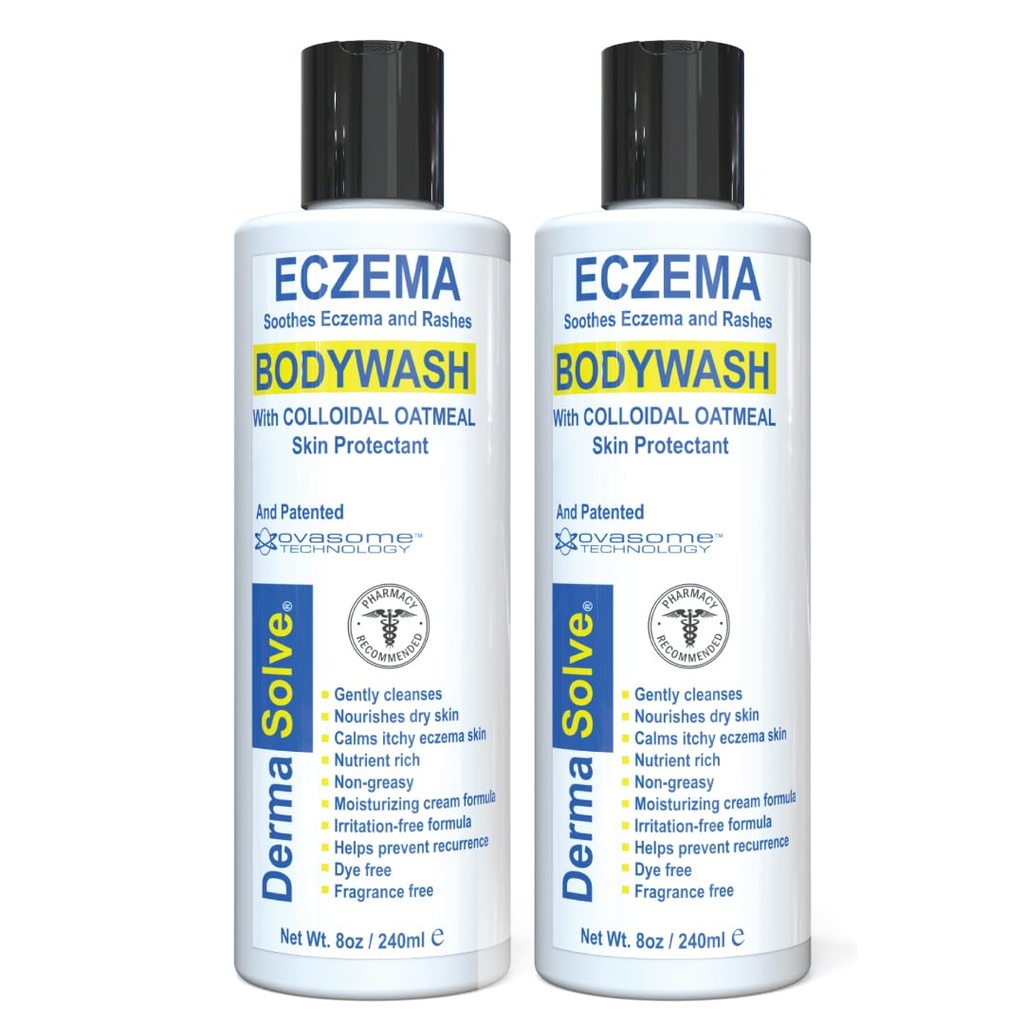 Dermasolve Eczema Relief Body Wash (2 Pack) | Protects, Moisturizes, and Repairs Skin - Kids, Babies & Adults - Steroid Free
