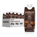 Evolve Plant Based Protein Shake, Double Chocolate, 20g Vegan Protein, Dairy Free, Ingen kunstige sødestoffer, Non- GMO, 10g Fiber, 11 Fl Oz (Pack of 12) - (Formel May Vary)