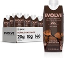 Evolve Plant Based Protein Shake, Double Chocolate, 20g Vegan Protein, Dairy Free, Ingen kunstige sødestoffer, Non- GMO, 10g Fiber, 11 Fl Oz (Pack of 12) - (Formel May Vary)