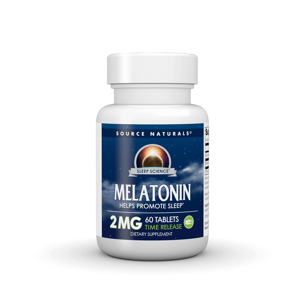 Source Naturals Melatonin, hjælper med at fremme søvn *, 2 mg - 60 Time- Release tabletter