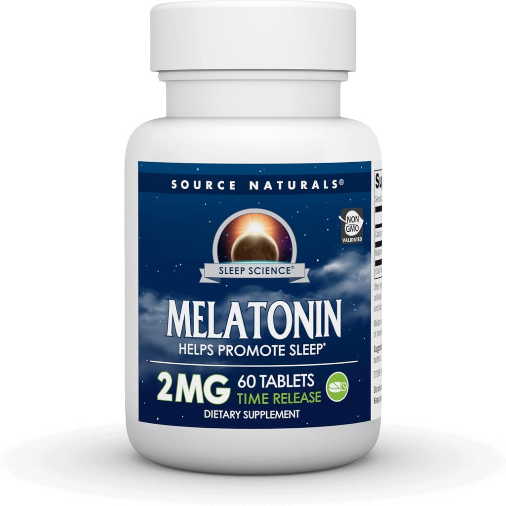 Source Naturals Melatonin, hjælper med at fremme søvn *, 2 mg - 60 Time- Release tabletter