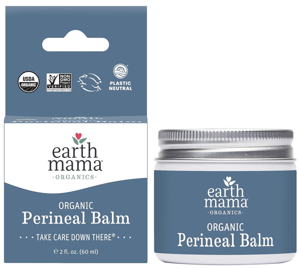 Earth Mama Organic Perineal Balm Budd124; Naturlig Køling Urte Salve for Graviditet og Postpartum Relief med Witch Hazel & Calendula, Feminin Care Essentials, Ingen Benzocaine eller Butane, 2-Fluid Ounce