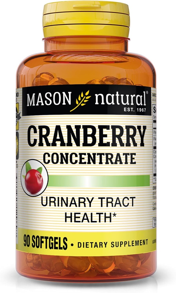 MASON NATURAL Cranberry 12: 1 Koncentrat med C-vitamin & E, understøtter immunforsvar & urinvejssygdomme, 90 kapsler