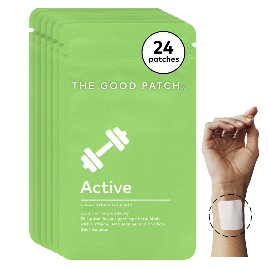 Den gode Patch Aktiv Patch, Energistøtte, Natural Patch med Koffein, Beta Alanine, Rhodiola, Plant drevet Wearable Wellness, Vedvarende udgivelse (24 Total Patches)