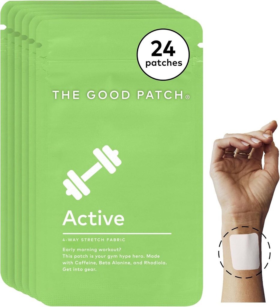 Den gode Patch Aktiv Patch, Energistøtte, Natural Patch med Koffein, Beta Alanine, Rhodiola, Plant drevet Wearable Wellness, Vedvarende udgivelse (24 Total Patches)