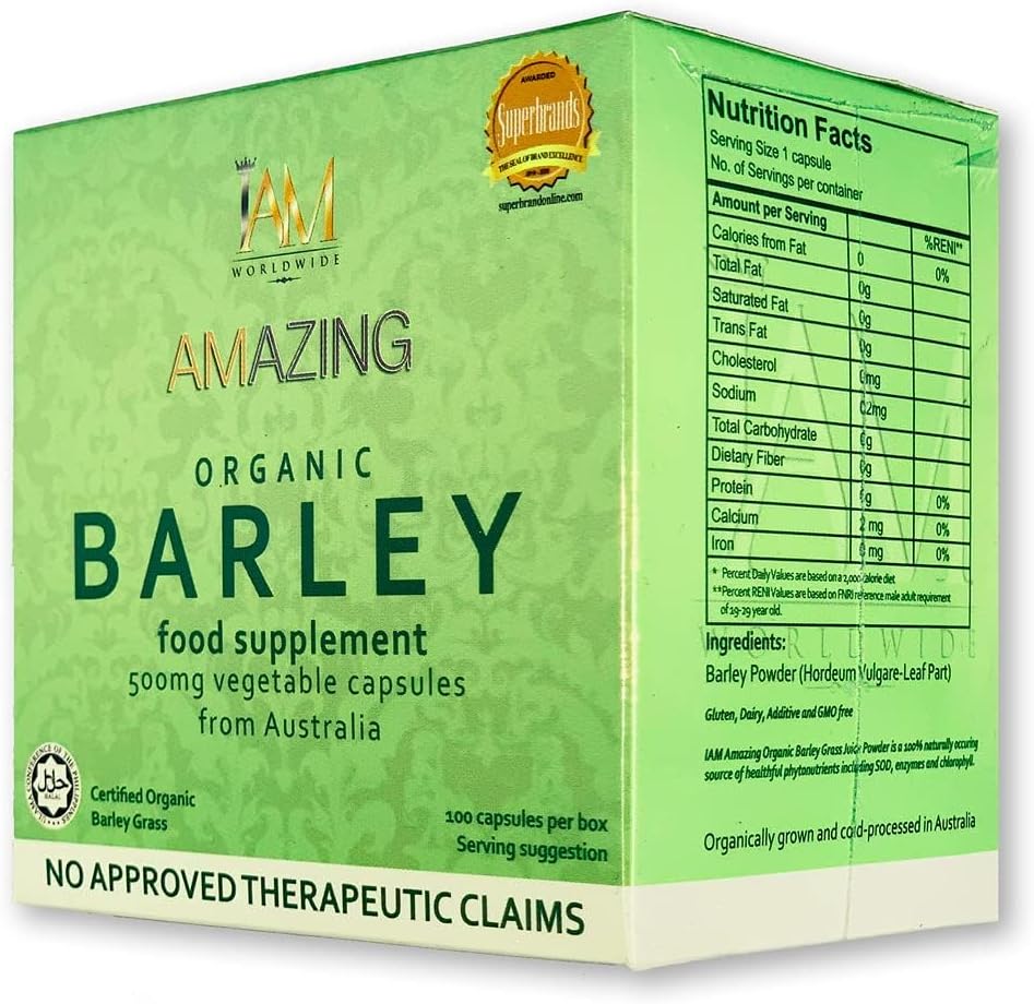 IAM WORLDWIDE Amazing Organic Barley Capsule fra Australien 100 Capsules x 500 mg