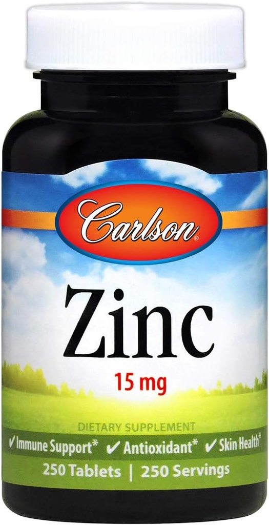 Carlson Labs Zink, 15 mg, 250 tabletter