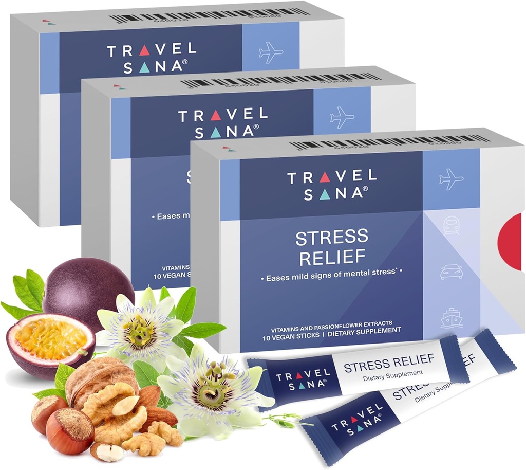 Stress Relief • 124; Passionflower • 124; vitamin B6 og B12 • 124; Premium • 124; Naturligt tillæg • 124; Relieves • Stress • 124; Fast- Fungerende • 124; 10 sticks (pakke med 3)