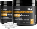 NAD Supplement - NAD + med Nicotinamid Riboside (NR) og Resveratrol Quercetin 900mg Pure Organic NAD Plus til cellulær reparation sund aldring hjerne funktion (2 Pack)