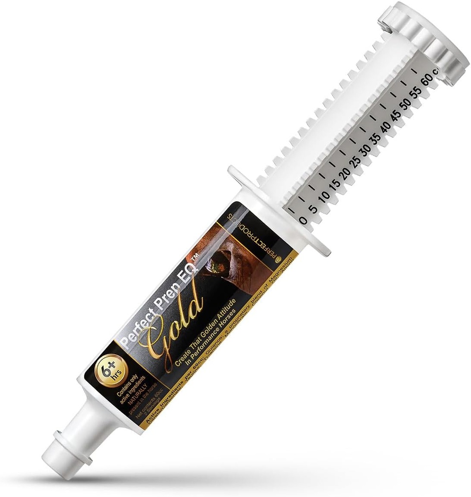 Perfekt Prep EQ Gold Equine Calder Long- Actioning All Natural for Horse Angst, Lasts 18 + Timer, 60cc Paste