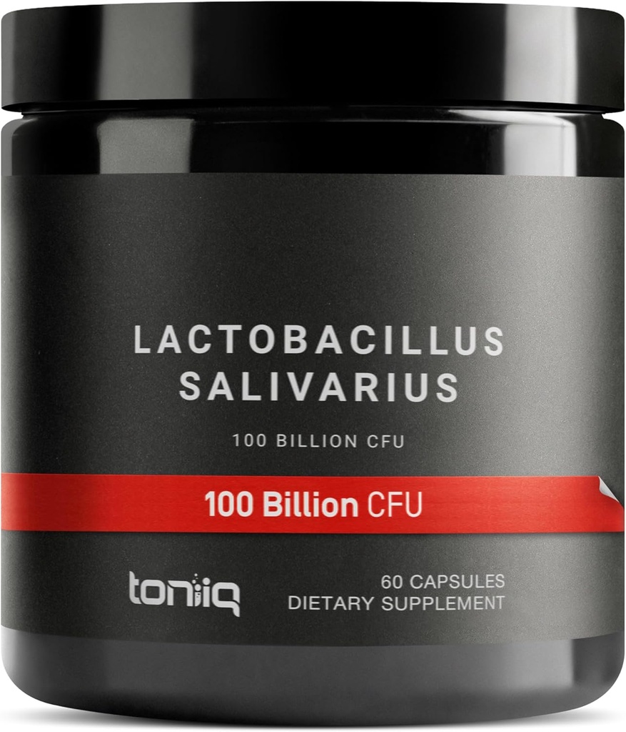 100 Millioner CFU Lactobacillus Salivarius Probiotic - Højeste verificerede CFU Greve - Third-Party Lab Testet for Potency - 60 Vegetariske kapsler - 30 Servere - TQ Verified