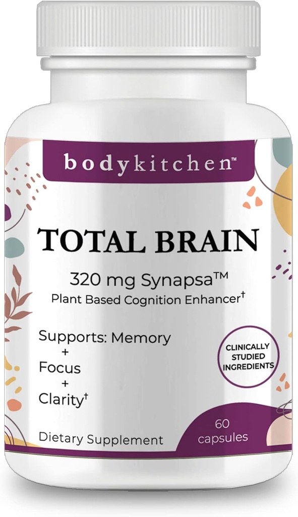 Krop køkken Total Brain Supplement, understøtter øget hukommelse, fokus og klarhed med Bacopa, Kaffe Frugt & Brainberry, Klinisk testet, Veggie Caps, 60 Greve