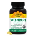 Country Life Vitamin D3 2500 IE - Non- Fish Derived, High Potency Vitamin D3 for ben styrke, immunforsvar & Calcium Absorption - Certificeret Gluten- Free, 200 Softgels