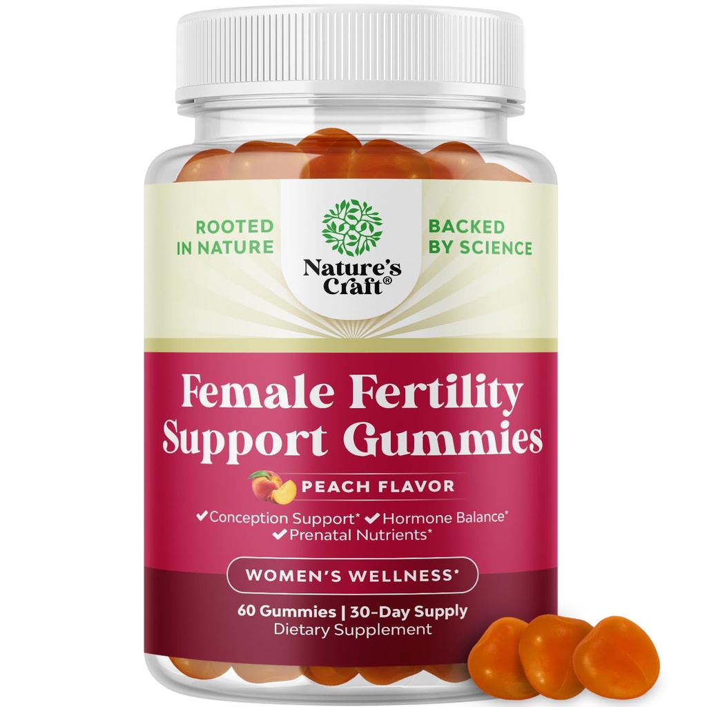Fertilitet Gumier for kvinder forsøger at conceive - Yummy Gummy Fertilitet Supplement for kvinder med Myo-Inositol folsyre & Vitex Chasteberry - Vegan non-GMO & Gluten Free - saftig Peach (30 Servere)