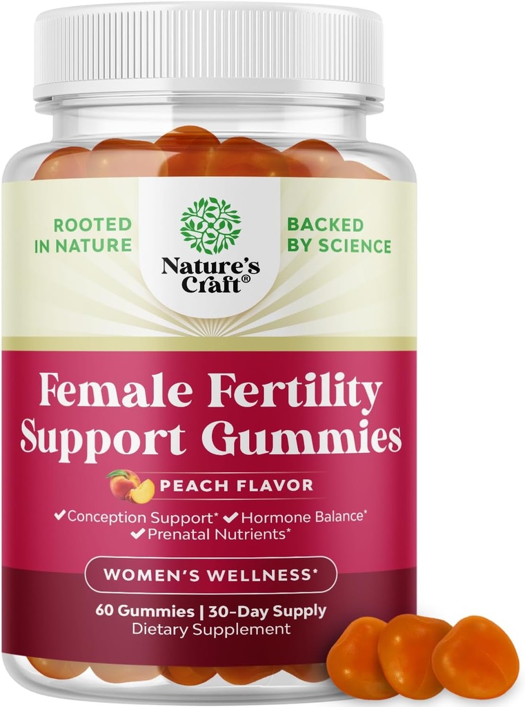 Fertilitet Gumier for kvinder forsøger at conceive - Yummy Gummy Fertilitet Supplement for kvinder med Myo-Inositol folsyre & Vitex Chasteberry - Vegan non-GMO & Gluten Free - saftig Peach (30 Servere)