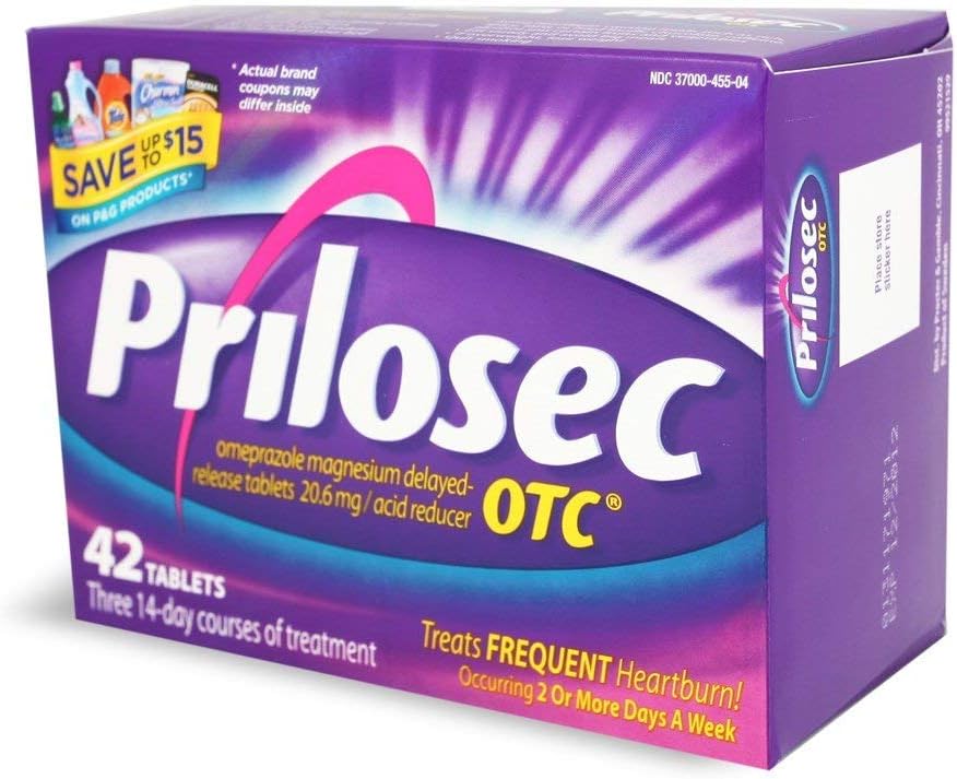Prilosec 20, 6 mg OTC, 42 tabletter (pakning med 3)