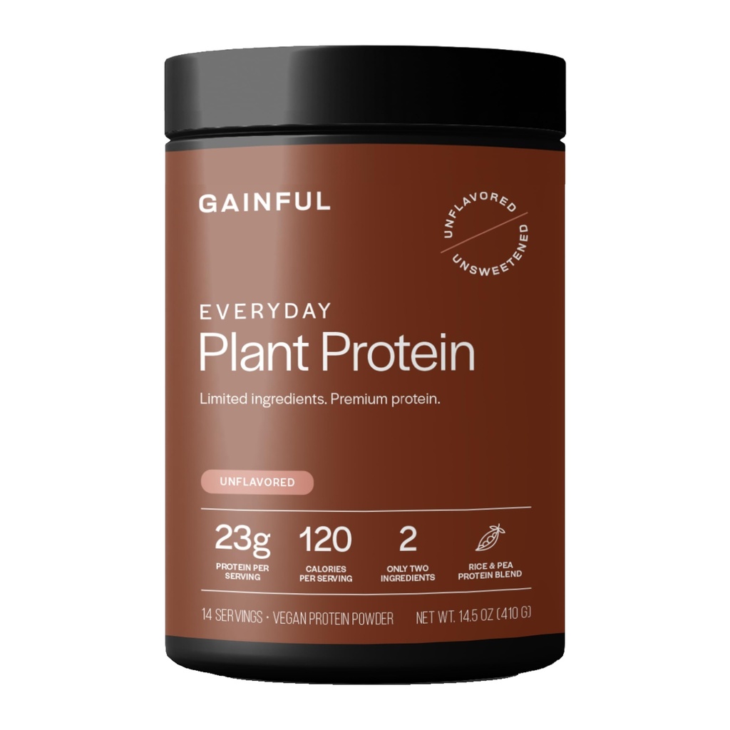 Gainful Everyday Plant Protein Powder, 23g Plant Protein per Serving, Unflavored, Understøtter Styrke, Recovery, og Balanced Nutrition, Vegan, Gut Friendly, Ingen kunstige ingredienser, 14 Servere