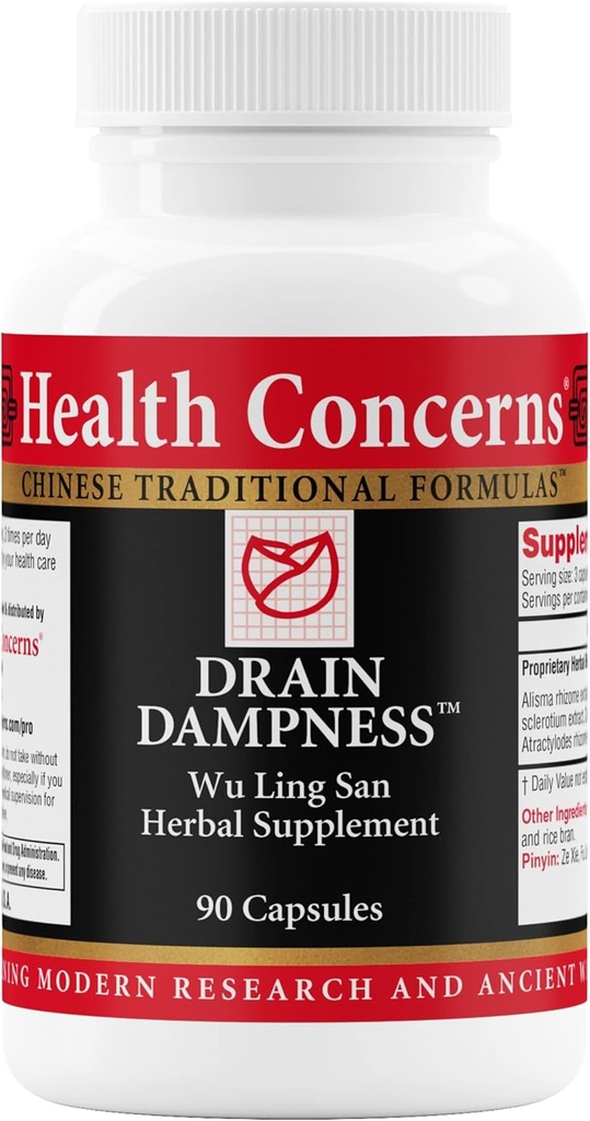 Sundhedsmæssige bekymringer Drain Dampness - Nyrestøtte - vand retention Relief - Kinesisk Herbal Formel med Alisma, Poria, Polyporus, Cinnamon - 2250 mg af en Proprietary Herbal Blend - 90 Kapsler