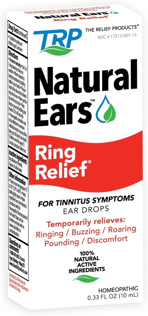 Relief produkter Ring Relief Øre Drops Formel - 100% naturlige aktive ingredienser Tinnitus Relief for Ringøre - 0,33 Fl. Oz.