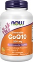 Now Foods Supplements, CoQ10 200 mg, Pharmaceutical Grade, All- Trans Form produceret af Fermentation, 90 Lozenges