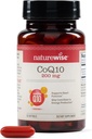 NatureWise CoQ10 200mg Softgels, High Potency Ubiquinone - Coenzym Q10 Supplement - Antioxidant for Heart Health + Energy - Vegan, Non- GMO, Gluten- Free - 30 Greve [1 - Måned Supply]