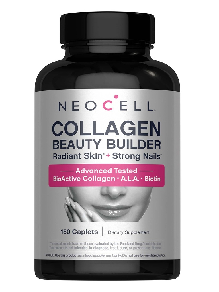 NeoCell Collagen Beauty Builder med hyaluronsyre og biotin, hud, hår og negle supplement, omfatter antioxidanter, tablet, 150 Tæl, 1 flaske