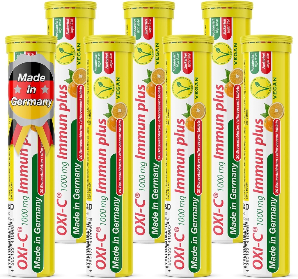 T & D Oxi C 1000 mg C-vitamin - 140 Vegansk drik - Orange Flavor - Made in Germany
