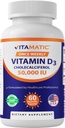 Vitamatisk vitamin D3 50. 000 IE (som Cholecalciferol), En gang ugentlig dosis, 1250 mcg, 60 Veggie kapsler 1 års forsyning, Progressiv formel Hjælper D-vitaminmangel (60 Tæl (pakning med 1))