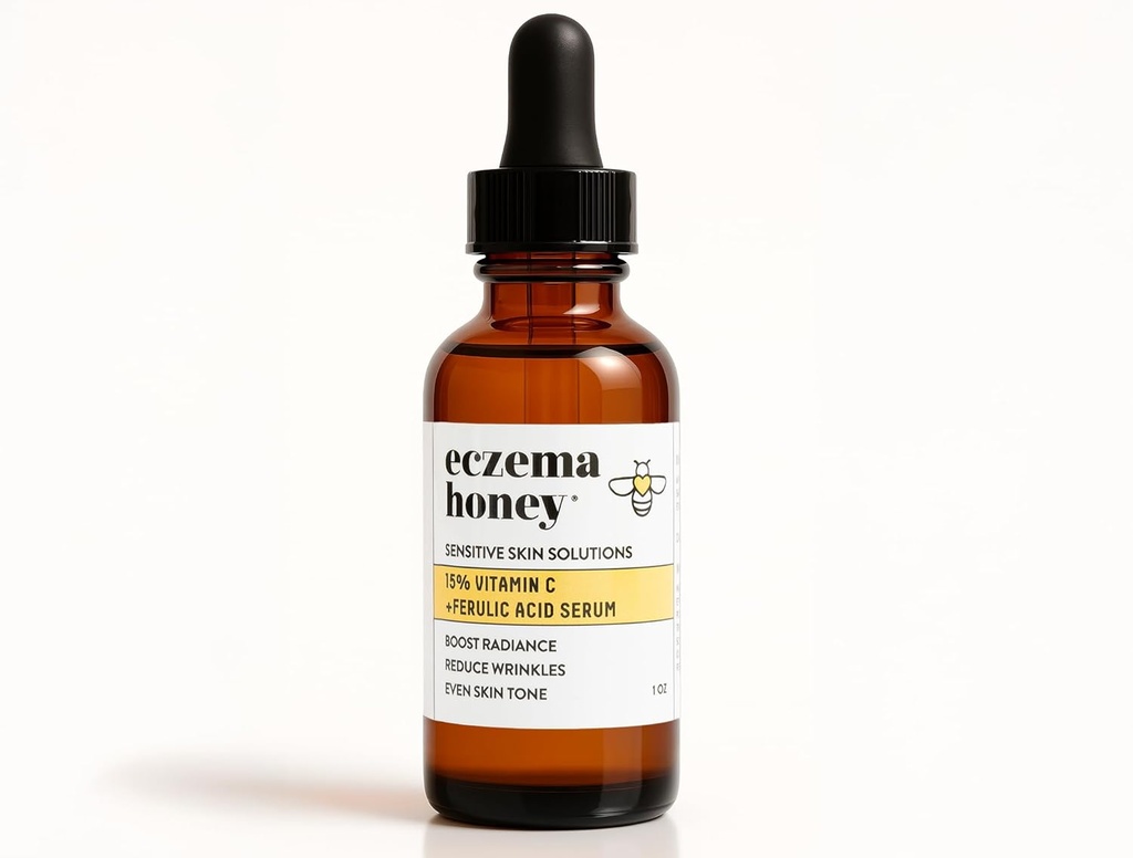 ECZEMA HONEY 15% C-vitamin + fermenteret syre serum - anti aging hudplejeprodukter - ansigtsolie til eksem, tør og følsom hud (1 Oz)