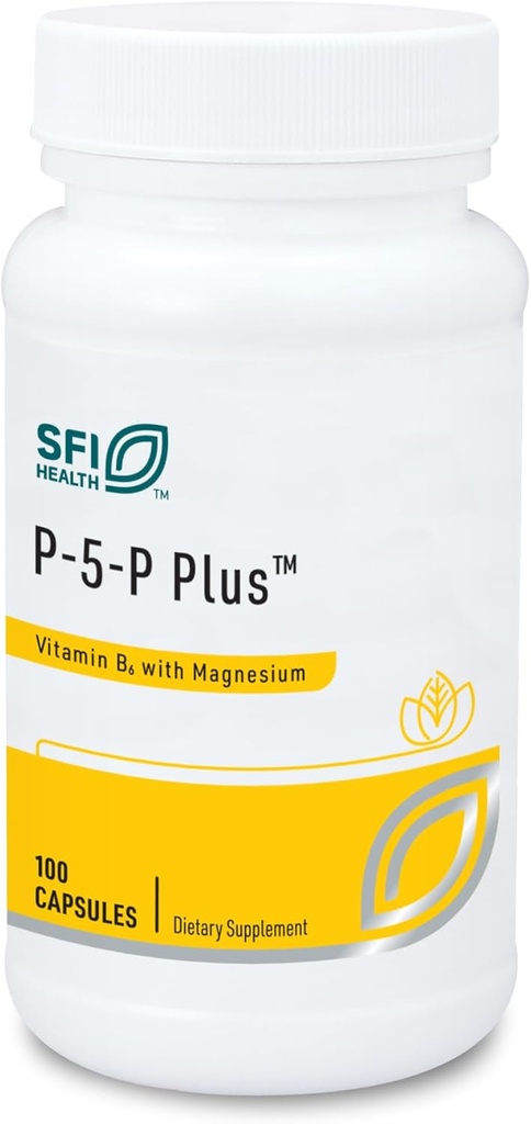 Klaire Labs SFI Health P- 5- P Plus Magnesium - 30 Milligram bioaktivt vitamin B6 Pyridoxal- 5- phosphat med TRAACS Magnesium, Hypoallergen (100 kapsler)