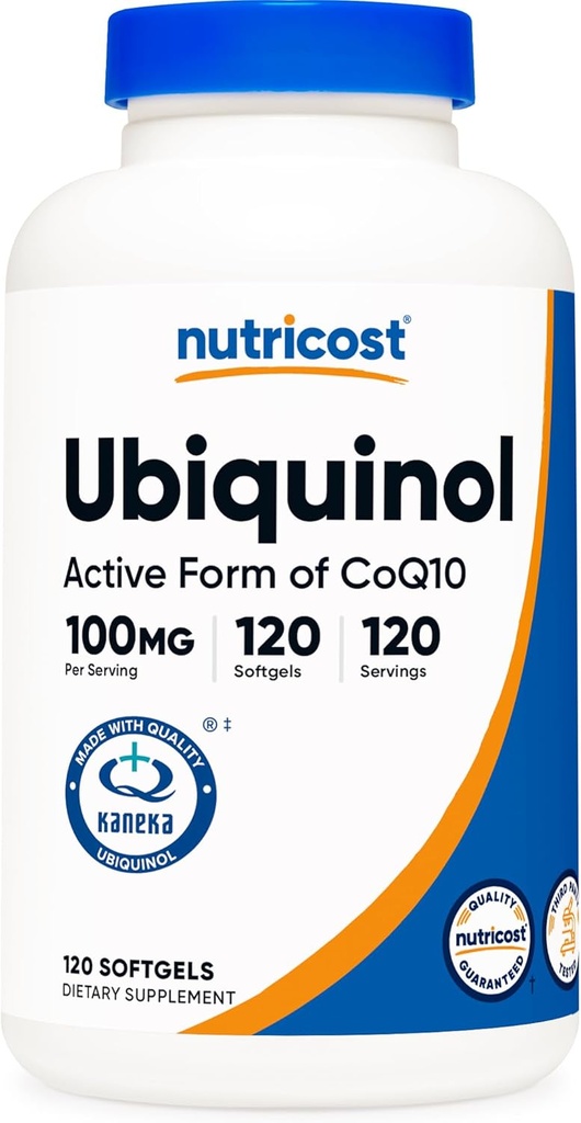 Nutricost Ubiquinol Softgels (120 Softgels - 124; 100 mg per servering) - Superior Absorption Antioxidant - 124; Active Form of CoQ10 - Gluten Free, Non- GMO