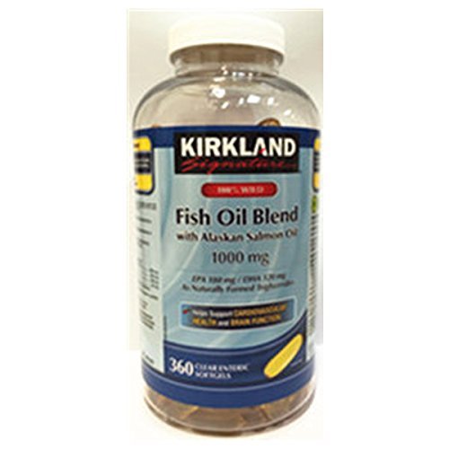 Kirkland Signature 100% Wild Fish Oil Blend med Wild Alaska Salmon Oil 180 EPA 120 DHA 1000mg - 360 Enteric Softgels