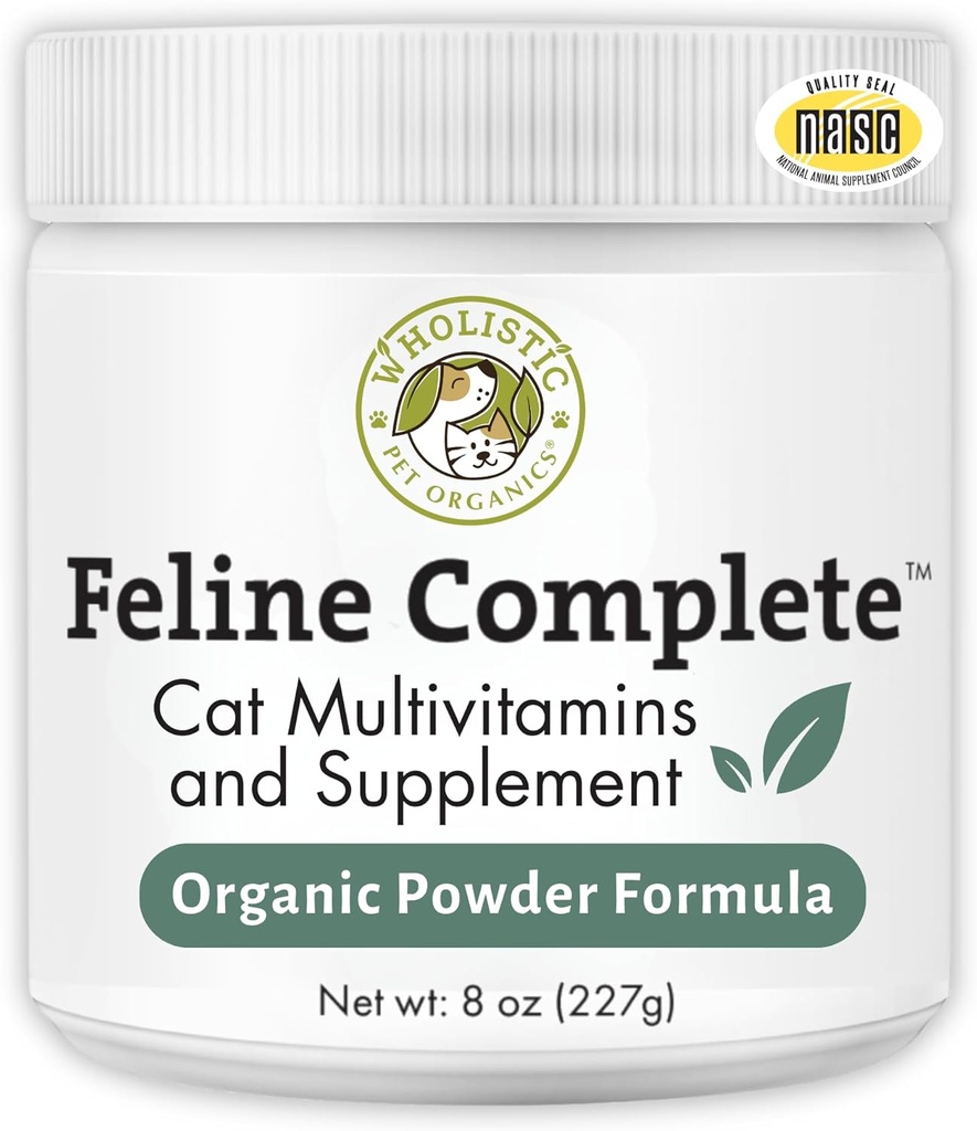 Wholistic Pet Organics Feline Complete - 8 Oz - Multivitamin & Probiotic Powder for Cats - Natural Cat Food & Digestive Support