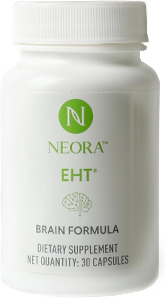 NEORA EHT - Brain Formel med EHT Extract, B6, B12, D, Alpha Lipoic Acid, Huperzine- til hukommelse, fokus, kognitiv sundhed - 30 kapsler