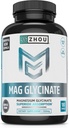 Zhou Magnesium Glycinate - Pure Mag Glycenat supplement til mænd og kvinder, Natural Sleep Aid, Heart Health Support, Muskelafslapning & Vitality - 180 Veganske venlige kapsler