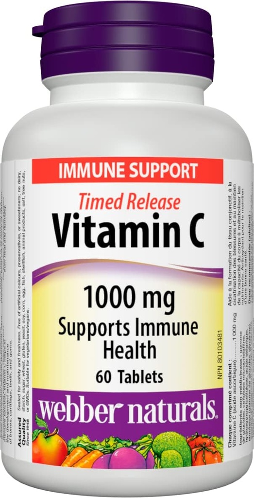 Webber Naturals C-vitamin Timet Release 1000 mg, 60 tabletter