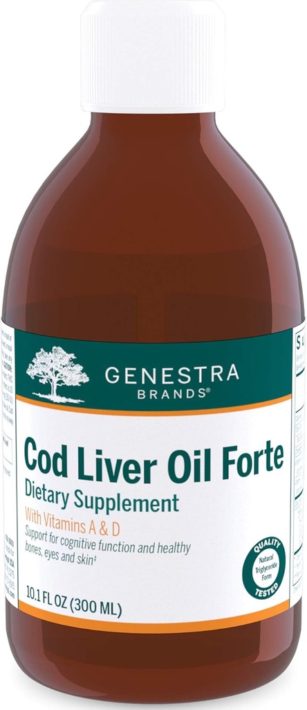 Genestra Brands Cod Lever Oil Forte MSD 124; Vitamin + Essential Fedtsyre Supplement MSD 124; 10,1 fl. oz.