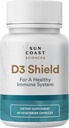 Sun Coast Science Sciences D3 Shield - Vitamin D3 5000 IU for Immune Support and Bone Health 60 Vegetarian Capsules K2 with 180mg Calcium Carbonate Maximum Absorption