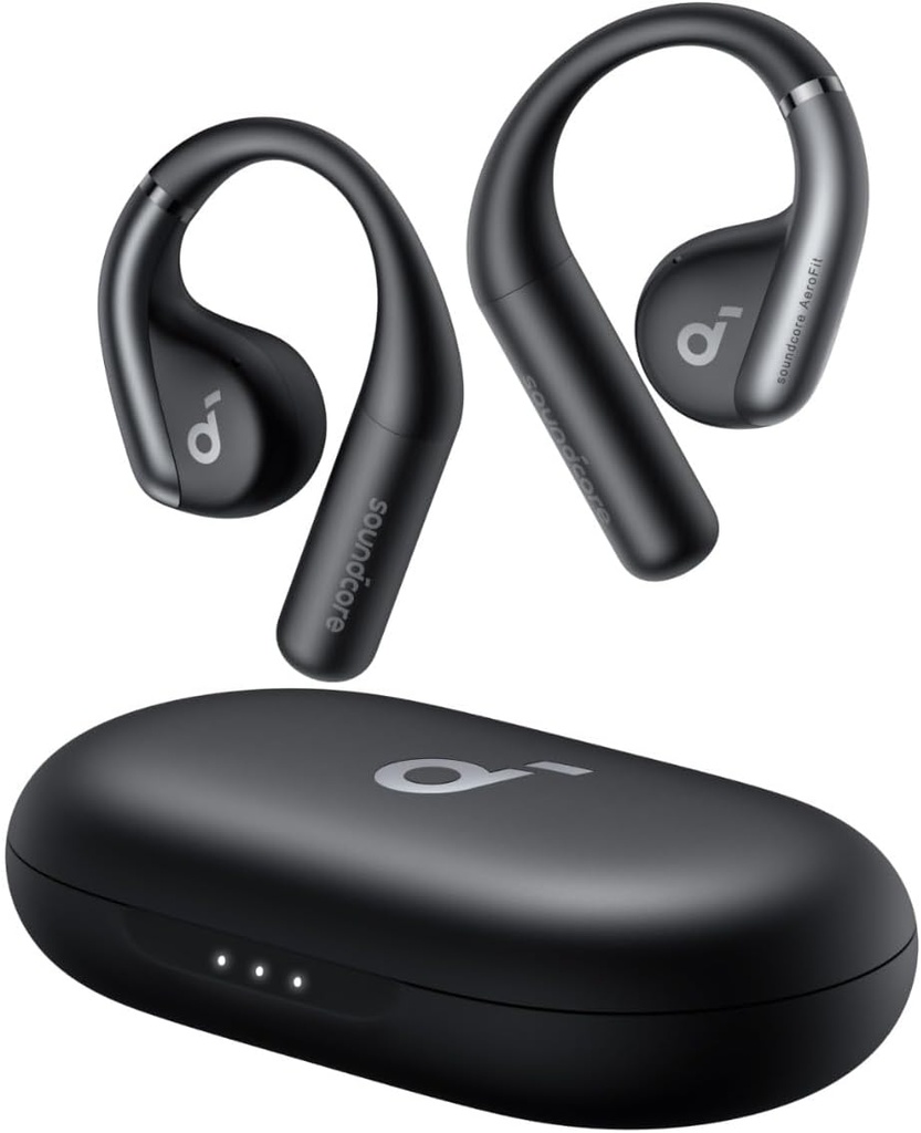 Soundcore af Anker, AeroFit Open- Ear Headphones, Ultra Comfort, Snug Fit, Ergonomic Ear Hook, Balanced Sound, IPX7 Vandtæt, 42H Playtime, Small- Ear Friendly, App Control, Clear Calls, Wireless Earbuds