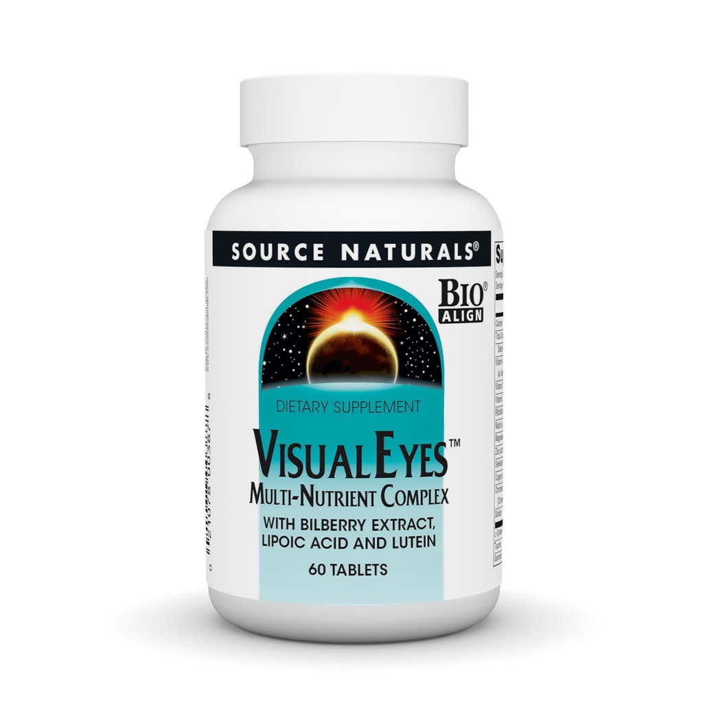 Source Naturals Visual Eyes Dietary Supplement - Multi- Nutrient Complex med Bilberry Extract, Lipoic Acid og Lutein - 60 tabletter