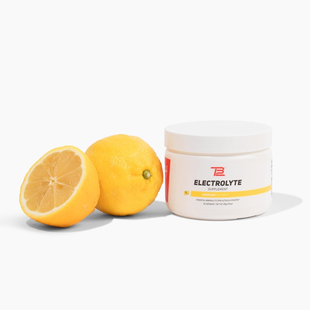 TB12 Electrolyte Powder Lemonade – Mineral-Rich Electrolyte Powder for Fast Hydration by Tom Brady - Natural, Low Sugar, Vegan, Gluten-Free, Easy to Mix - 30 Servings (1 Jar)