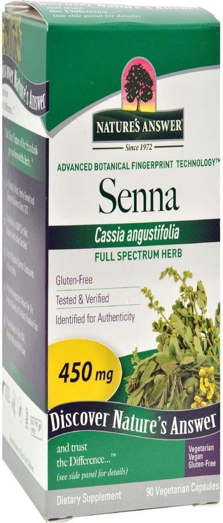 Naturens svar Senna Leaf Buddhing- 124; Kosttilskud 124; fremmer fordøjelsessygdomme Buddhing- 124; Vegan, Gluten- Free & Kosher Certificeret Buddhing- 124; Vegetariske Kapsler 90ct
